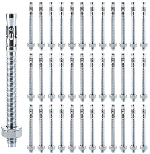 AKOLAFE 40 tacos M8 x 100 mm galvanizados para cargas pesadas M8 de acero inoxidable para cargas pesadas M8, anclajes de cuña M8, para mensajeros, paneles de yeso, barandillas, máquinas, vigas