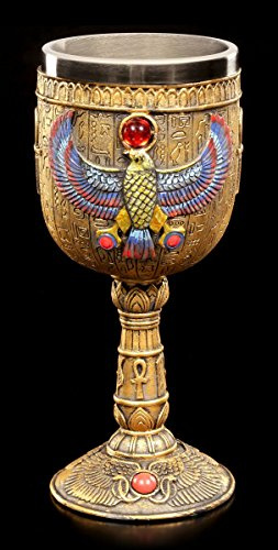 Figuren Shop GmbH Kelch mit ägyptischem Gott Horus - Fantasy Deko Figur