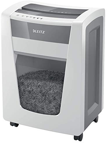 Leitz IQ Office Pro Aktenvernichter CH, Mikroschnitt, Sicherheitsstufe P6+, 5 Blatt Kapazität, 30L Abfallbehälter, mit Schweizer Netzstecker, Weiß, 80102000