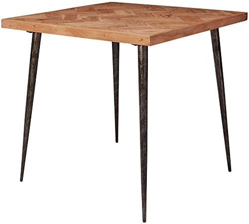 Wohnling Esszimmertisch 80x76x80 cm Massivholz Akazie/Metall Industrial, Esstisch Massiv Klein, Küchentisch Holztisch Esszimmer, Kleiner Speisetisch Holz, Massivholztisch Quadratisch