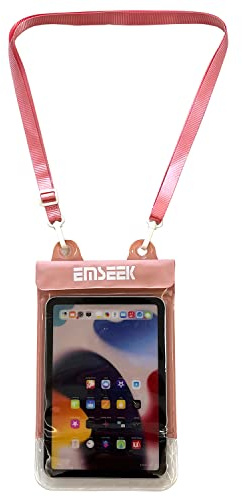 EMSEEK Waterproof Ebook Reader Case Holder Tablet Cover Bag eReader Dry Pouch for Amazon Kindle Paperwhite Oasis Fire 7 Nook Kobo iPad mini Samsung Tab Google Nexus Up to 8.5” (Pink)