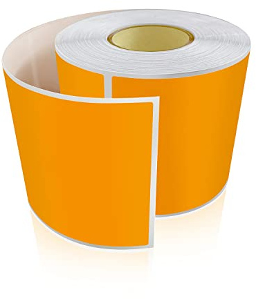 Meitaat 200 Stück Aufkleber Rot Selbstklebend Etiketten Umzug 12,7 × 7,6 cm Rechteckig Sticker Rolle Ablösbar Orange