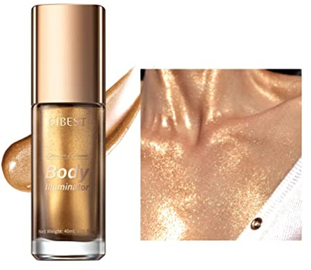 Körper Luminizer Shimmer Öl Liquid Highlighter Make-up,Gesicht zu Körper Glow Shimmer Lotion Radiance All In One Make-up,Wasserdichtes feuchtigkeitsspendendes Shimmer Körperöl (Glänzende Bronze)