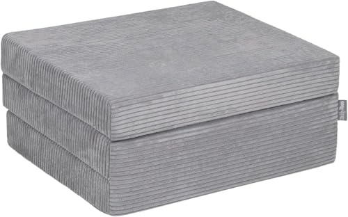 KiddyMoon Matelas Enfant Pliable en Mousse Matelas Pouf pour Tout-Petits, Chambre d'enfant, Gris Foncé