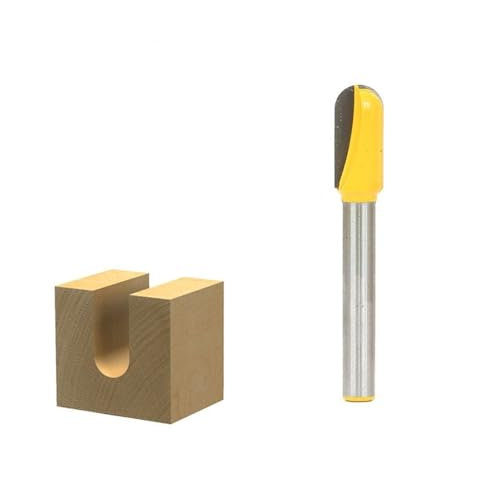 1/4 Shank Cove Core Box Router Bit,Long Reach Carbide Tipped Round Nose Router Bit, 3/8W X 3/4H For Woodworking Cutting Tool