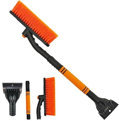 STFYUG 2 In 1 Schneebesen Auto, Eiskratzer Auto mit Besen, Eiskratzer mit Besen, Auto Schneebesen, Besen Auto Schnee, Schneebesen Auto Lackschonend für SUV, LKW, Fahrzeugwindschutzscheibe(B3)