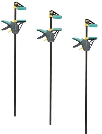 wolfcraft Morsetto a una mano PRO L, 915 mm I 3034000 I Per un lavoro controllato e confortevole - ideale per la lavorazione del legno e la costruzione di mobili (Confezione da 3)