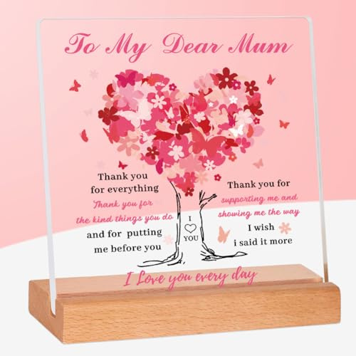 Mothers Day Gifts for Mum from Daughter&Son, Acrylic Desk Plaque Presents for Mum Birthday Gifts, Desk Decor ornament Mother's Present for Christmas, Mother’s Day, Birthday, Thanksgiving