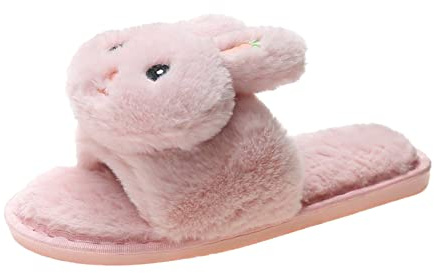 Zapatillas de estar por casa de felpa para mujer, zapatillas de invierno, ligeras, suaves, de piel sintética, sin dedos, para cabañas, informales, antideslizantes, de invierno, Rosa., 39 EU