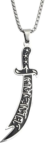 LYGBAOFUL Dagger Necklace For Men, 925 Sterling Silver Vintage Charm Pterosaurs Sword Necklace - Ali Deep Carving Sword Pendant Islam Knife Dagger Necklace Gothic, Cross Knife Necklace
