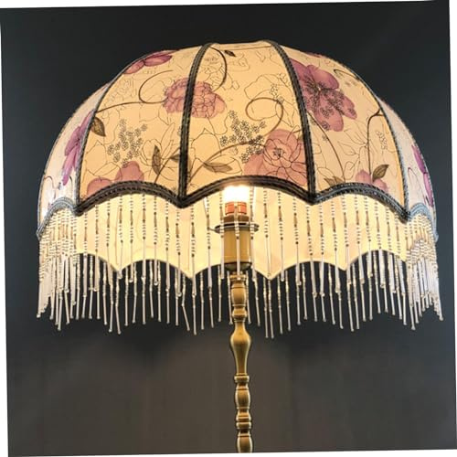 Vintage lampskärm med tofsar, viktoriansk frans lampskärm, kupol skulpterad, ersättning antika nyanser för E27 bordslampor golvlampor 7,87 x 7,48 stil 2, Figürchen