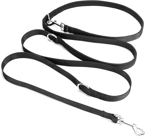 Hands Free Dog Lead, 2.5m Adjustable Waist Crossbody Handheld Leash, Black