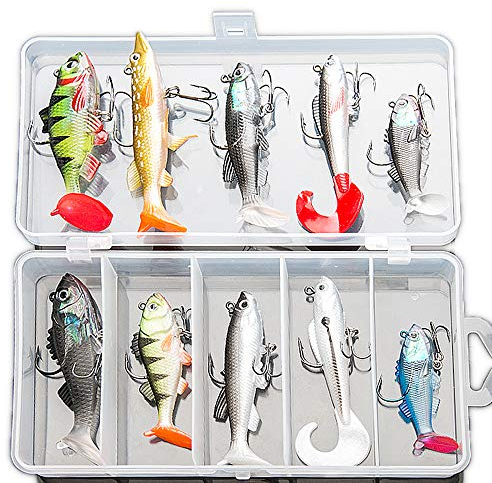 DONQL leurre Souple pour Brochet Truite Bar,leurre Truite avec des hameçons aigus Pointus,leurre Peche carnassier jusqu'à 30 m de Distance de Lancer,leurre Peche avec Une Action de nage vive