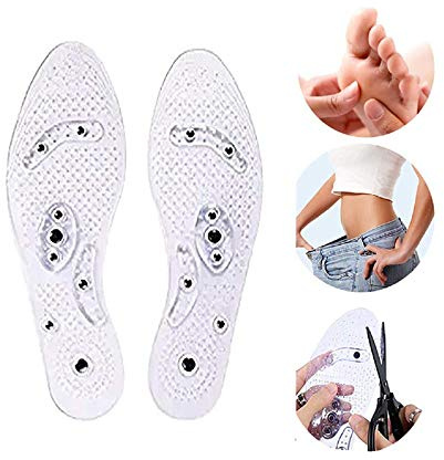 2 Pack Acupressure Magnetic Massage Insoles, Foot Therapy Reflexology Pain Relief Washable and Cutable Shoe Insoles Suitable for Women and Man (2 Pairs)