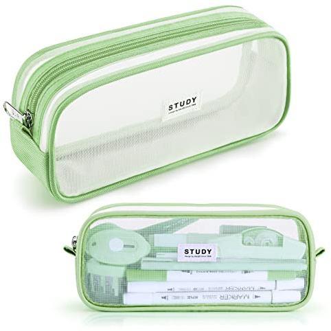 KALIDI Grid Mesh Pencil Case Pouch Large Capacity Pencil Bag with Zipper