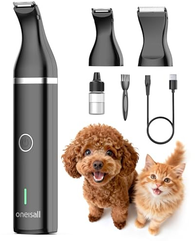 oneisall Tosatrice per cani Tosatrice a basso rumore Tosatrice per cani per gatti zampe, occhi, orecchie, viso, corpo (Nero)