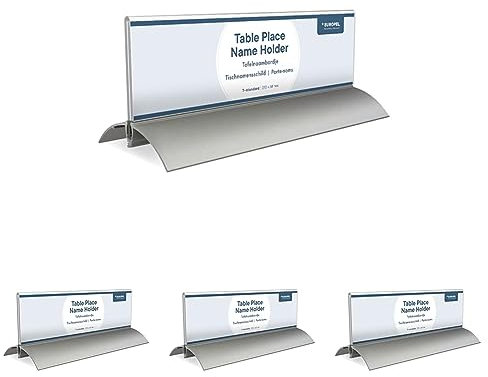 EUROPEL 350087-Tisch-Namensschild, Aluminium Acryl, 61 x 210mm. (Packung mit 4)