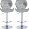Panana Barhocker 2er Set Barstuhl Tresenhocker Bistrohocker Designer Hocker mit Rückenlehne aus Kunstleder, höhenverstellbar, drehbar (Grau)