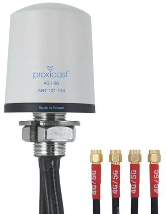 Proxicast 4x4 MIMO 4G/5G Cellular Antenna - Low Profile Vandal Resistant IP67 Omni Through Hole Mount - 6ft Coax - White - Compatible with Cisco, Cradlepoint, Digi, Peplink, Sierra (ANT-121-T44-W-06)