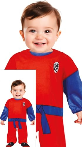 FIESTAS GUIRCA Déguisement pour bébé Lil Fighter – Costume de guerrier manga rouge et bleu pour bébé – Costume de karaté animé pour tout-petits garçons – Bébés garçons âgés de 12 à 18 mois