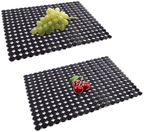 Spülbeckeneinlage, 2 Stück PVC Spülbeckenmatte, 30 x 40 cm Zuschneidbare Abtropfmatte Geschirr, Dekorative Spülbeckenmatt, schnelles Abfließen von Punkten, für Küche und Bad, Schwarz