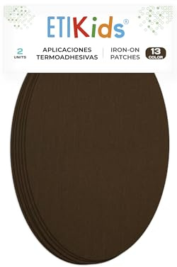 2 Brown Iron-On Fabric Repair Patches – Knee & Elbow Patches for Clothes, Trousers, Jackets, Sweaters & Shirts, 16 x 10 cm
