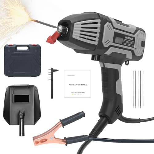 Umelee Portable ARC Welder 220V, Handheld Welding Machine with Welding Rod Clamp, 5 Welding Rods, Handheld Mask, Fit for 1.6~3.2 mm Welder Rods (Gray)