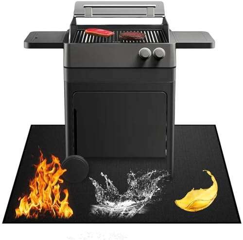 Base ignífuga de 165 x 99 cm, alfombrilla de protección para el suelo, alfombrilla de protección contra incendios, alfombrilla de protección contra caídas, para exteriores, para barbacoa de gas al