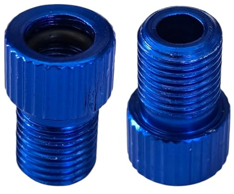 cyclingcolors 2X adaptadores universales válvula Presta Dunlop Schrader Bomba de Aire inflador Bicicleta Color Azul