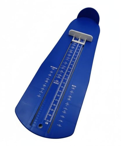 UxicRuya Appareil de Mesure de Pied Dispositif d'Évaluation Pointure Instrument Gradué Marquages Imprimés Curseur Déplacement Facile Surface Anti-Glisse Adaptée à Bébé Homme Femme Foyer, Bleu