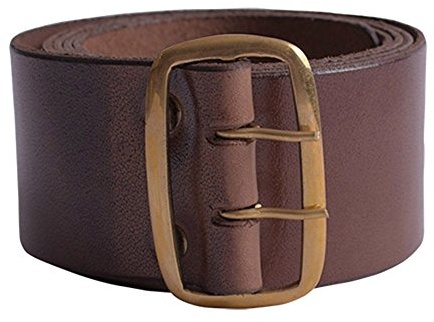 Battle-Merchant Ceinture simple en cuir avec boucle en laiton, marron ou marron foncé env. 135 x 4,5 cm