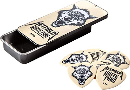 JIM DUNLOP Plektrum Ultex Hetfiel's White Fang 1,14 mm metalllåda med 6 stycken, vit