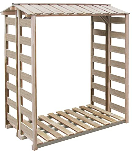 KOIECETA Brennholz-Lagerschuppen Kaminholzregal Brennholz-Unterstand Brennholzregal Kaminholz-Unterstand Kiefernholz Imprägniert (150x90x176 cm)