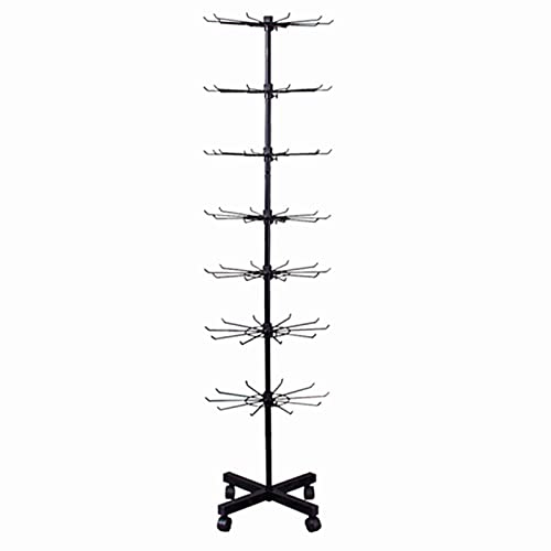 FWTXZTER 7-stöckiges Verkaufsständer Drehbar, Display Ständer mit Haken, Retail Rotating Stand Schmuck Hakenständer aus Metall Schlüsselanhänger Verkaufsstand Drehen für Kette Schal Socken Postkarte