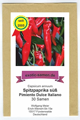 Paprika – rote, süße Spitzpaprika – große Schoten – Pimiento Dulche Italiano – 30 Samen