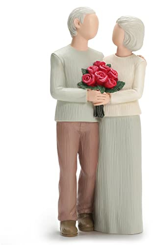 Carracci Loving Elderly Couple Figurines, Wedding Anniversary Statues for Home Decoration, Sculpted Hand-Painted Figures Gifts to Parents Grandparents