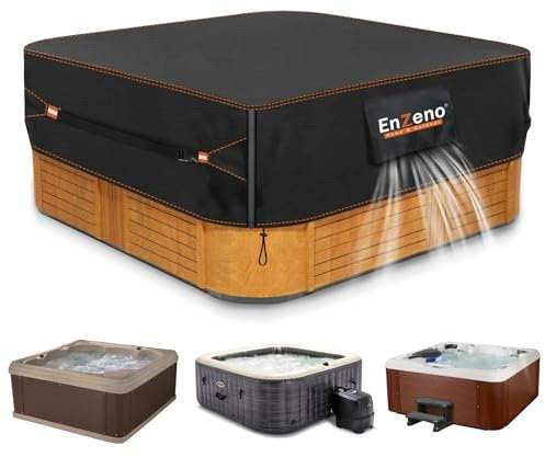 Enzeno Outdoor SPA Whirlpool-Abdeckung, wasserdicht, rechteckig, 215,9 x 170,2 cm, passend für 84 x 66 oder 83 x 65 oder 82 x 64 420D, robuste Abdeckung für Whirlpool-Deckel