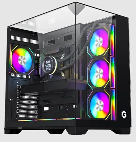 GAMEON Valkyrie Series Gaming PC Case ATX Mid Tower | 4 ARGB PWM Fans, Tempered Glass, 360mm Radiator Support, High Airflow, 400mm GPU Support | Black