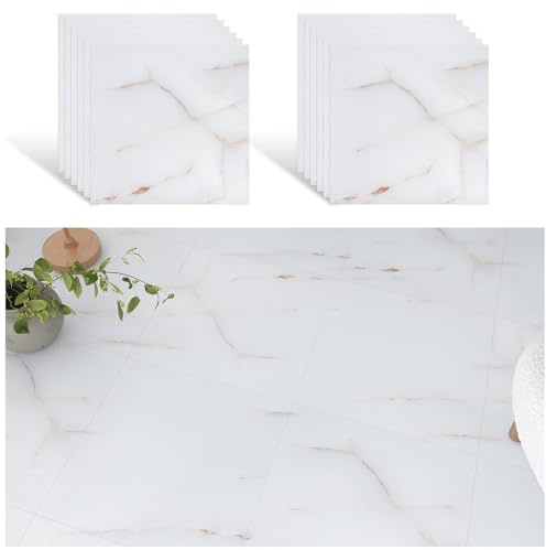 VEELIKE PVC-golvbeläggning marmor vit guld golvplattor självhäftande vinyl golvbeläggning garage kök 12 stycken vinylgolv badrum självhäftande kakel badrum golv trappbeklädnad avtagbar 1,5 mm 30 cm x