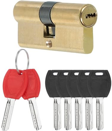 PATIKIL European Double Lock Cylinder, 70mm(30/10/30) Door Cylinder Lock with 7 Keys Solid Brass Lock Cylinder for Anti-Theft Wooden Aluminum Door