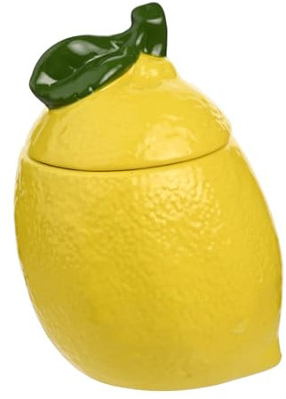 Widdop and Co Hestia - Lemon Sugar Kitchen Storage Jar - Ceramic Spring/Summer Food Container for Gifting & Homeware - H: 13 x W: 9cm.