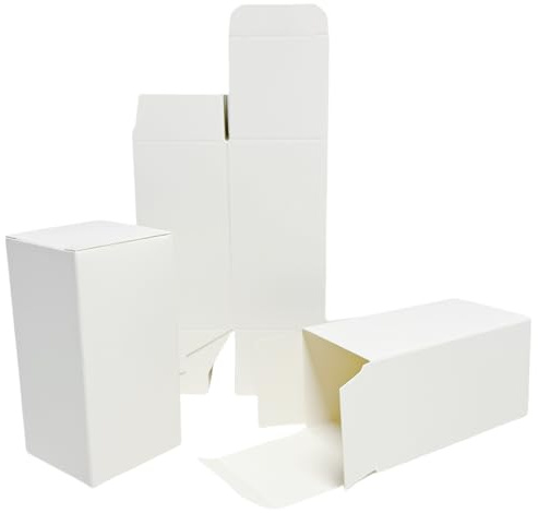 Festa Centro (5x5x10cm) 50Pz; Scatoline Carta Kraft Bianche;Scatoline Carta Kraft Bianche Rettangolo;Scatola Cartone con Coperchio Facile da Assemblare - Scatole Bomboniere per Compleanni e Matrimoni