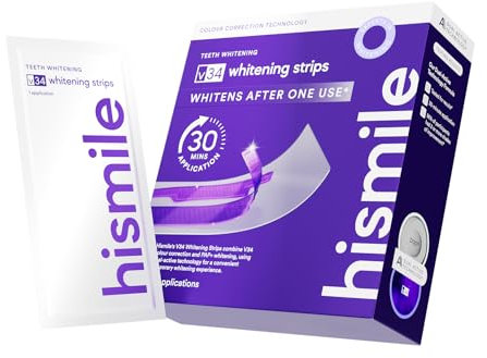 Hismile V34 Whitening Strips, Teeth Whiten Strips, Purple Tooth Whitening, Tooth Stain Treatment, Combining Whiter Teeth and Colour Correction