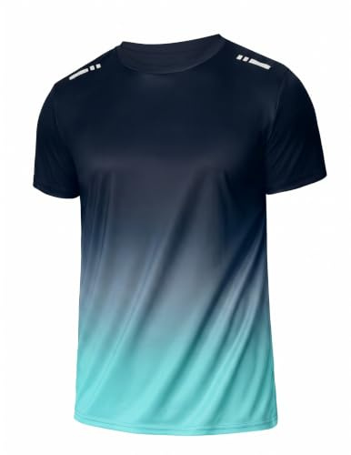 PINSPARK T-Shirt De Sport à Manches Courtes pour Homme, Respirant, SéChage Rapide, IdéAl La Course Et Salle Sport, Coloris DéGradé