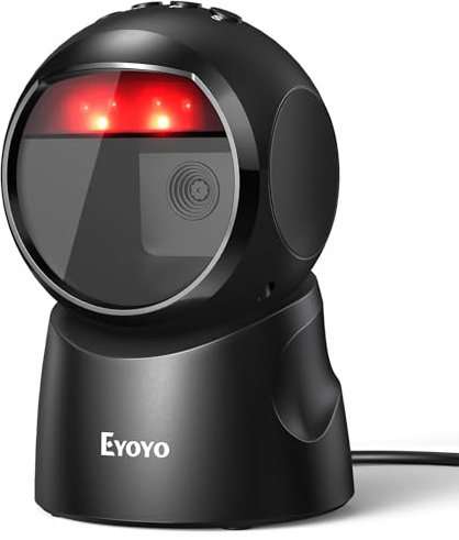 Eyoyo Hands-Free Omnidirectional USB Wired Desktop 1D&2D QR Barcode Scanner | Automatic Sensing Scanning, Screen Scanning Bar Code Reader, For POS PC Supermarket Library Retail Bookstore