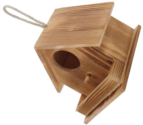 SHINEOFI Refugio de Madera para Colibríes y Pájaros Pequeños, Resistente la Intemperie, Adecuado para Jardín, Terraza o Árbol, Diseño Natural y Duradero