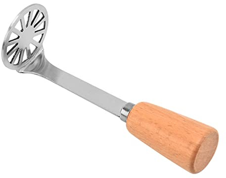 Omquot 304 Rostfritt Stål Potatisstöt Kraftig Köksredskap för Läcker Potatismos med Ergonomiskt Trähandtag