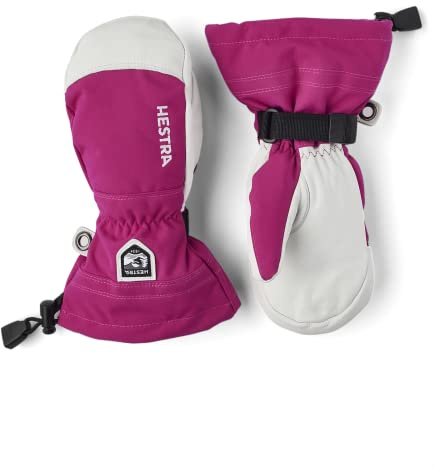 Hestra Army Leather Heli Ski Junior Mitt (Youth 4-13yrs) | Waterproof, Insulated Classic Kids Snow Mittens I Ski & Snow Play