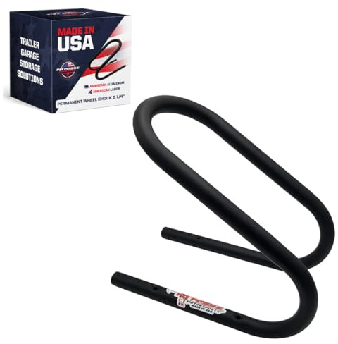 Pit Posse 11023BK Motorcycycle Wheel Chock Permanent 5 1/4 inch Trailer Truck Van Front Tire - Made in USA - Predrilled Mounting Holes - Powder Coated Black Finish - 5 Year Warranty (Black)