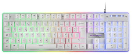 Mars Gaming MK220 Blanc, Langue Française, Clavier Gaming H-Mech, FRGB Rainbow et Halo, Antighosting